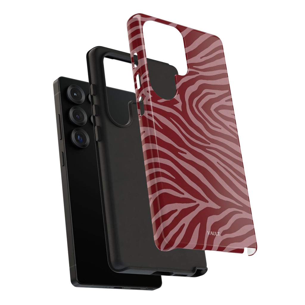 Cover robusta per telefono con stampa zebrata rossa