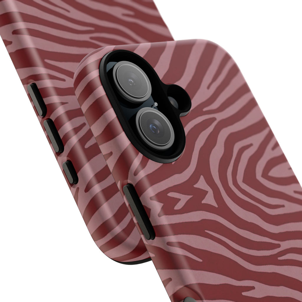 Cover robusta per telefono con stampa zebrata rossa