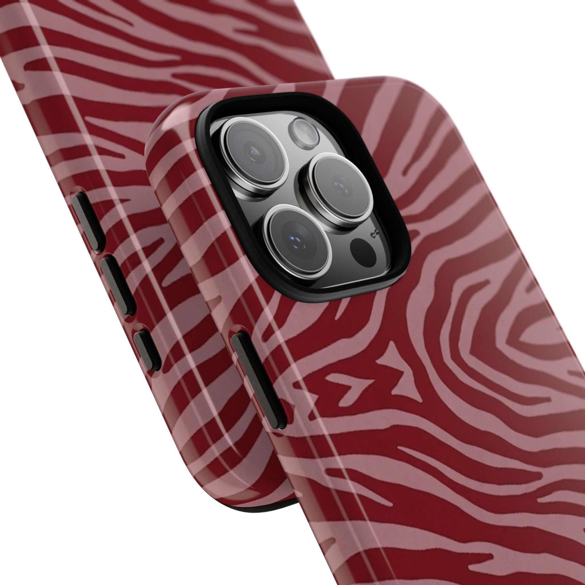 Cover robusta per telefono con stampa zebrata rossa