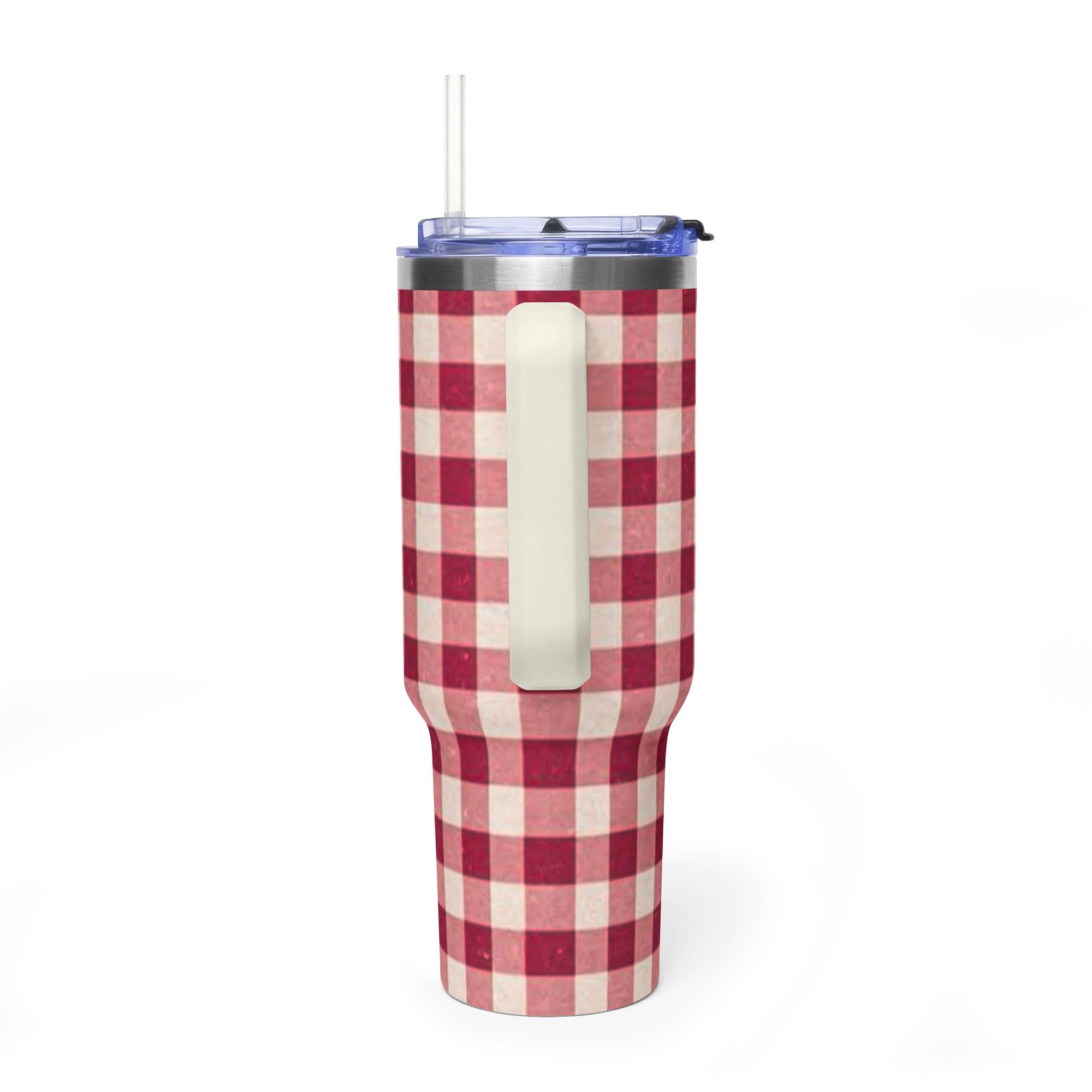 40oz Vacuum Tumbler — Red Buffalo Plaid Insulated Travel Mug