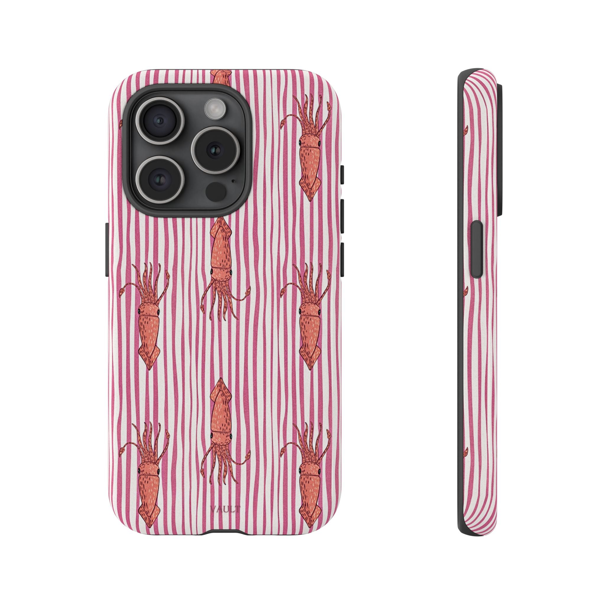 Cover per telefono con striscia di calamaro — Fantasia rosa di creature marine
