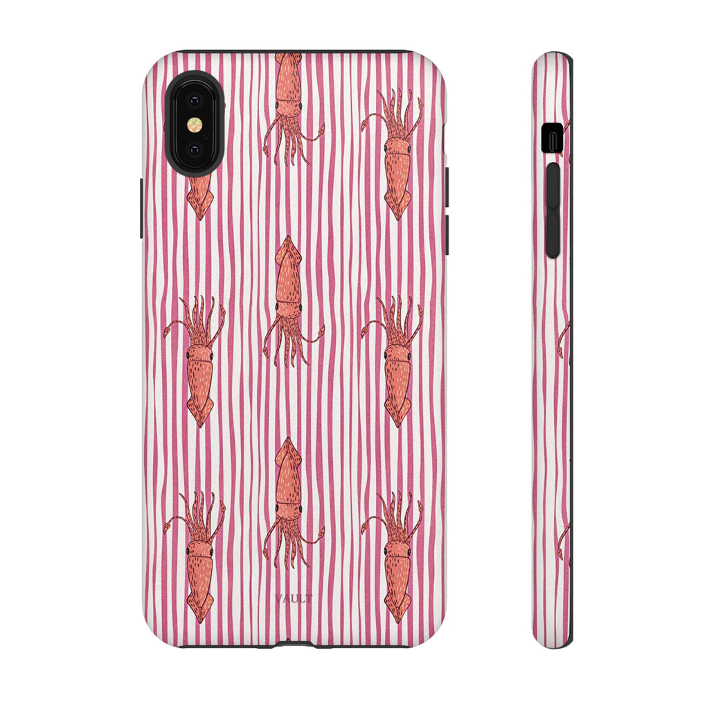 Cover per telefono con striscia di calamaro — Fantasia rosa di creature marine