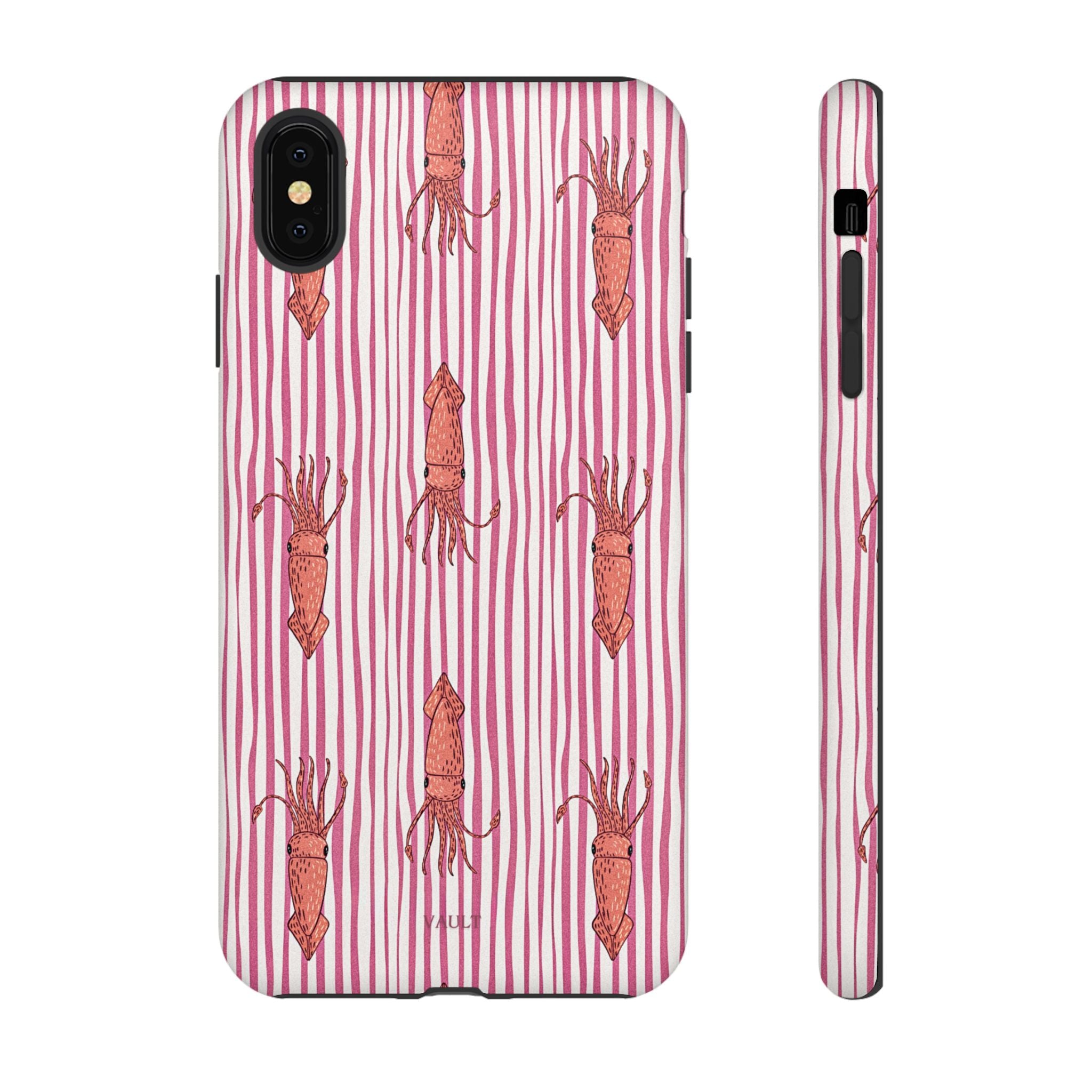 Cover per telefono con striscia di calamaro — Fantasia rosa di creature marine