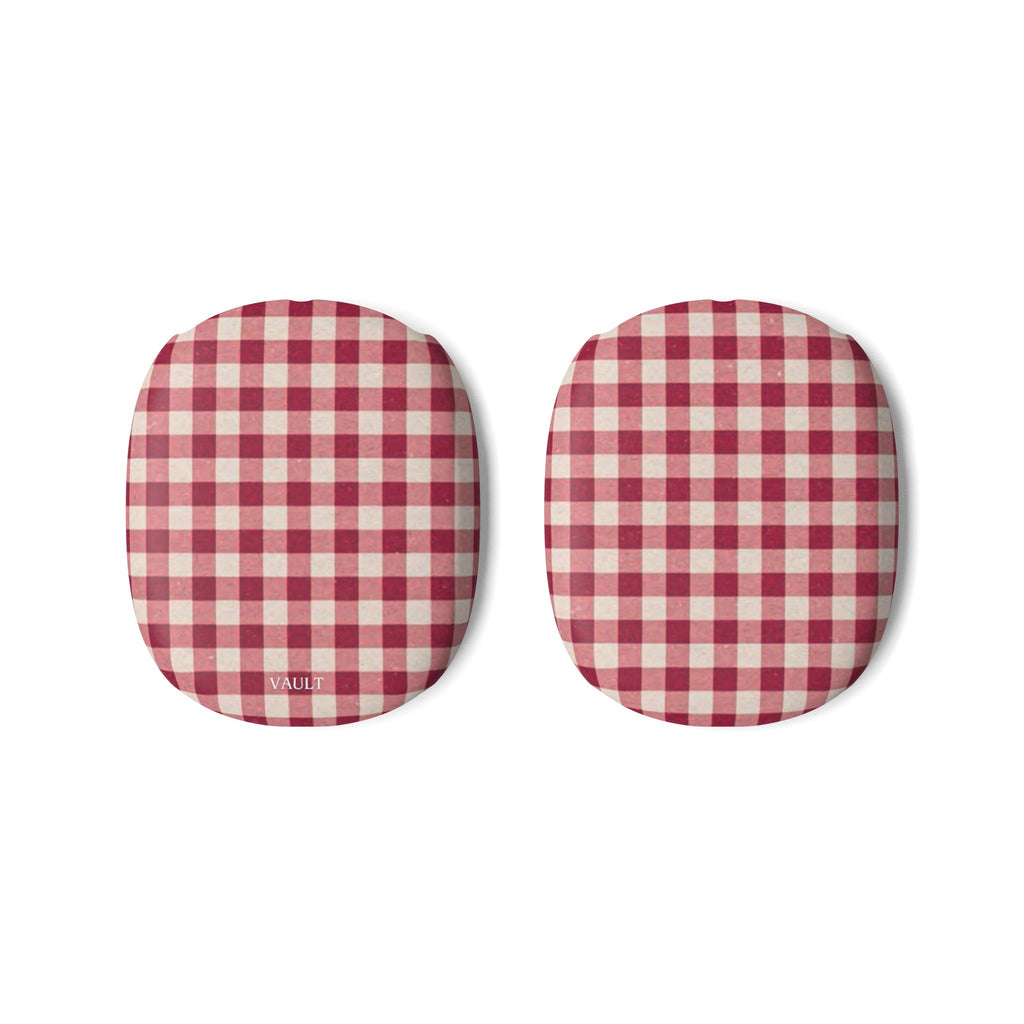 Cover Padiglioni AirPod Max in Plaid — Fodere Protettive Gingham Rosso