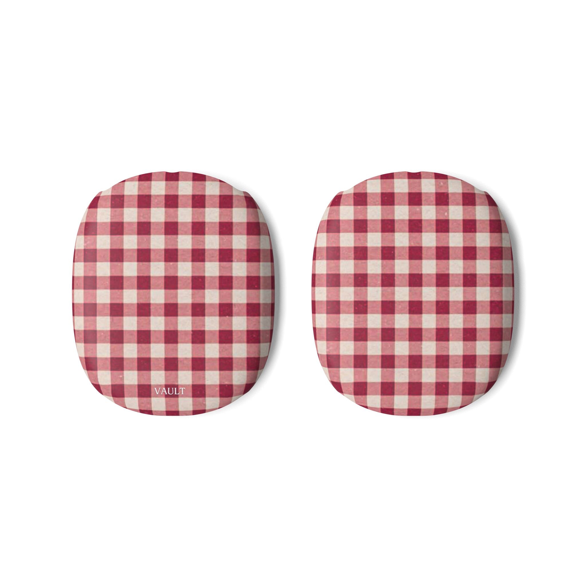 Plaid AirPod Max Ear Cup Covers — Red Gingham Protective Skins