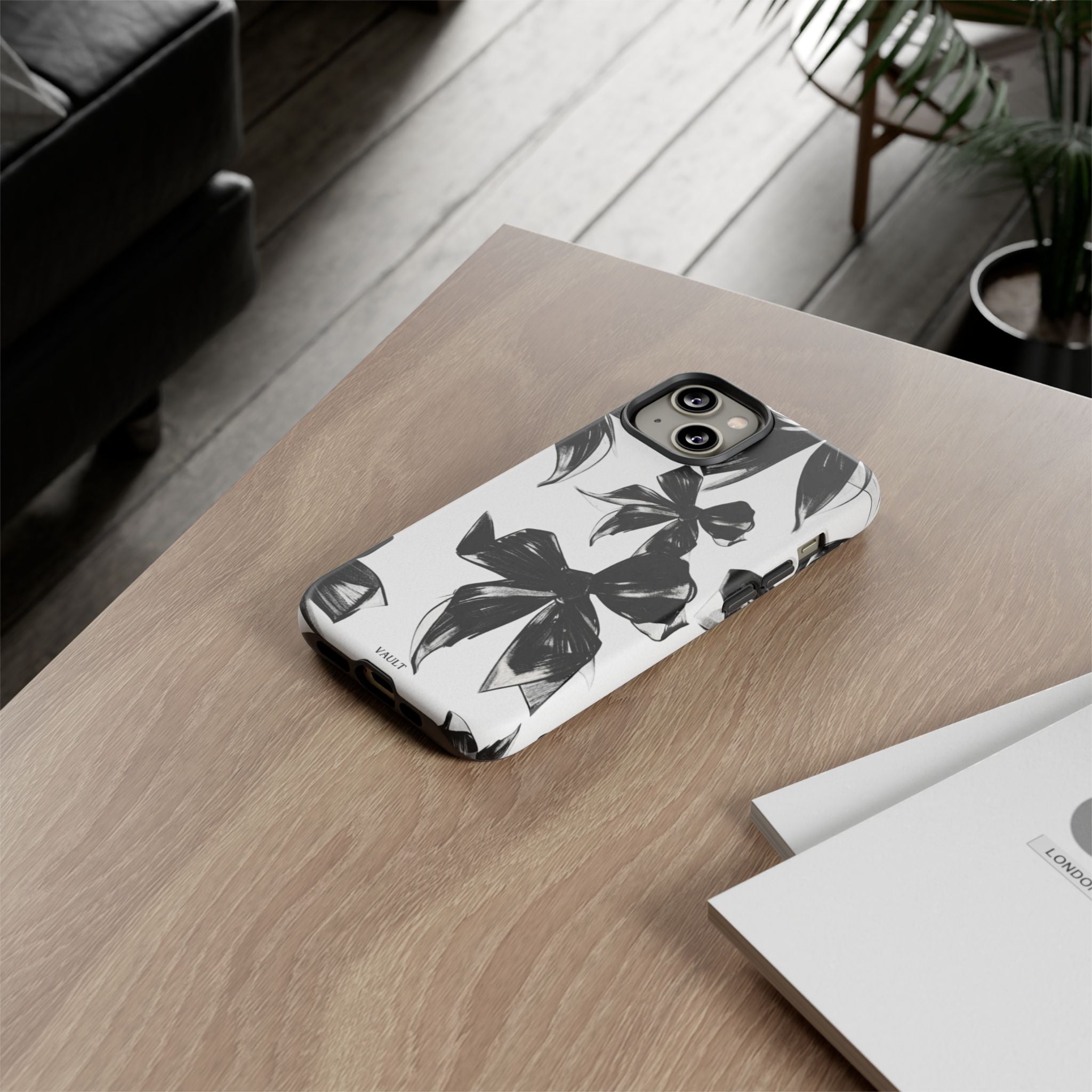 Floral Brushstroke Phone Case — Black & White Botanical Tough Case