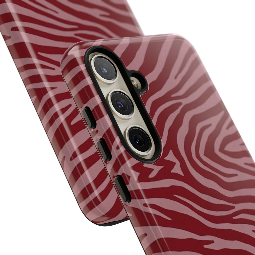 Cover robusta per telefono con stampa zebrata rossa