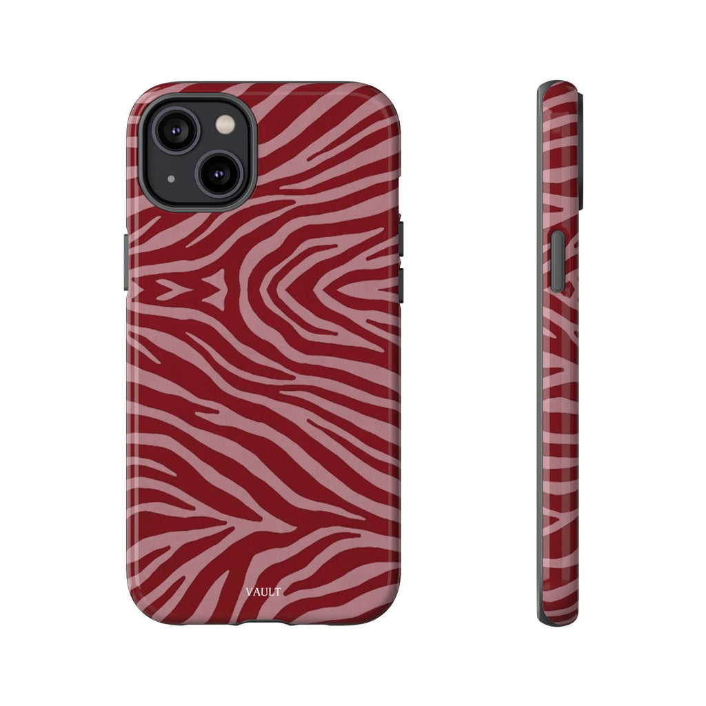 Cover robusta per telefono con stampa zebrata rossa