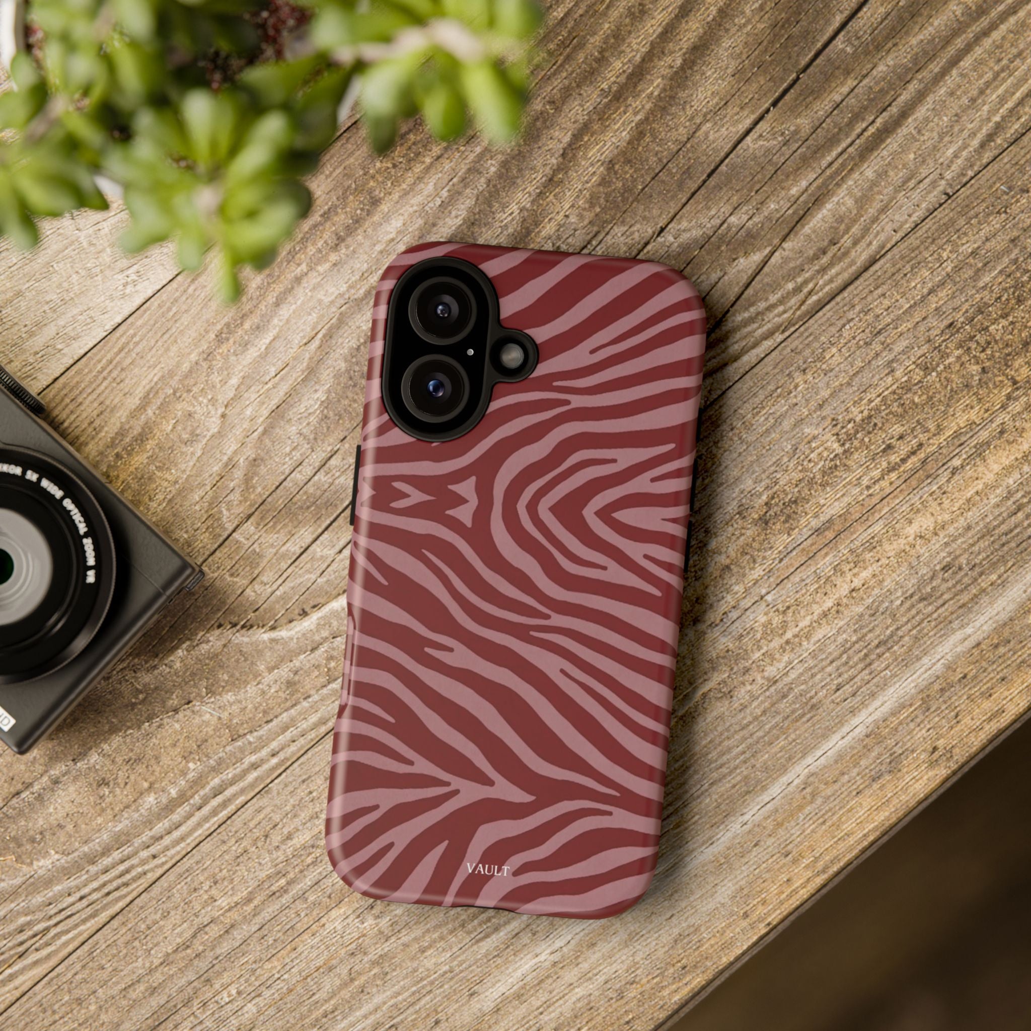 Cover robusta per telefono con stampa zebrata rossa