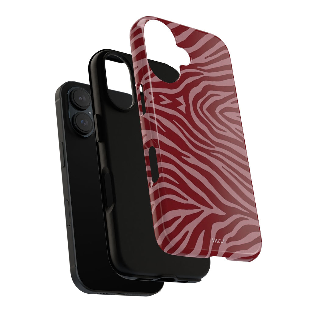Cover robusta per telefono con stampa zebrata rossa