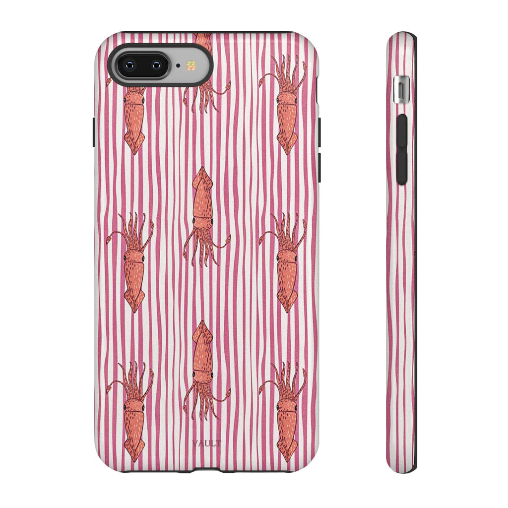 Cover per telefono con striscia di calamaro — Fantasia rosa di creature marine