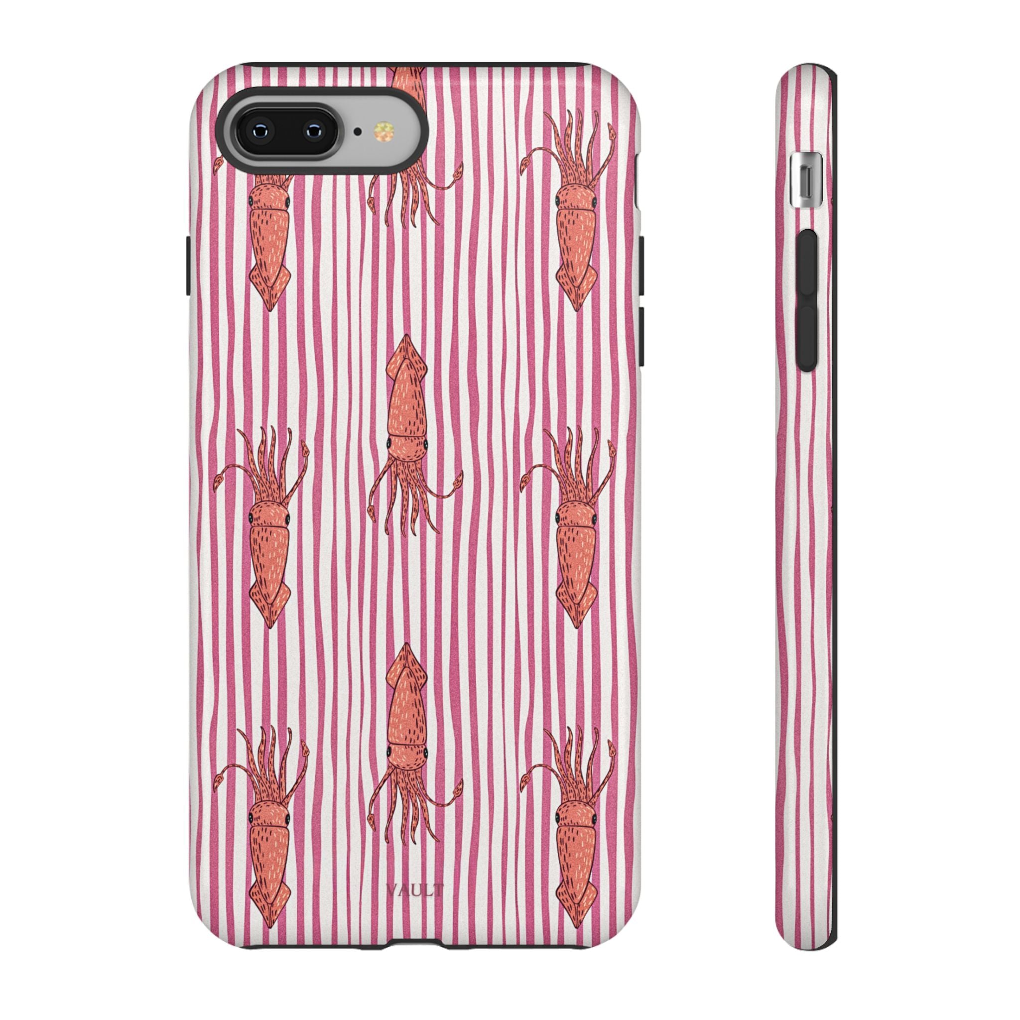 Cover per telefono con striscia di calamaro — Fantasia rosa di creature marine