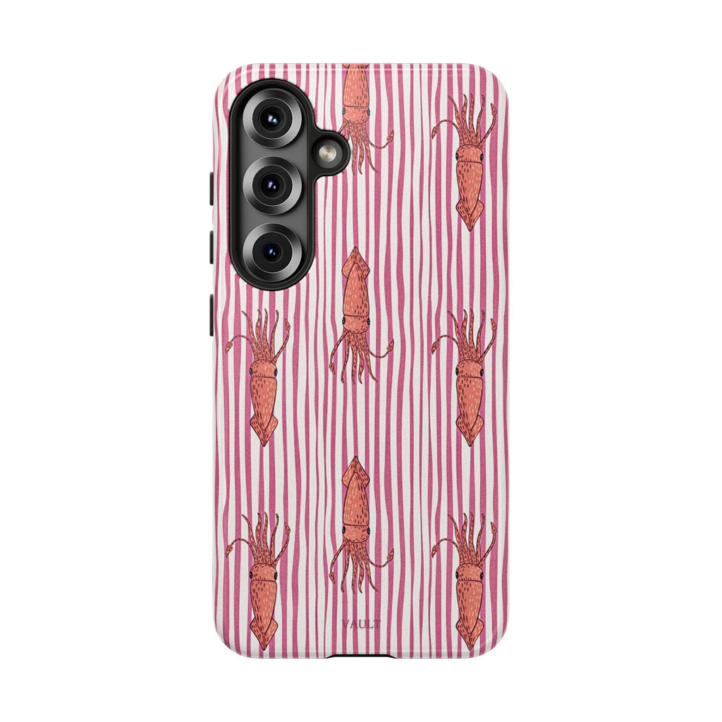 Cover per telefono con striscia di calamaro — Fantasia rosa di creature marine