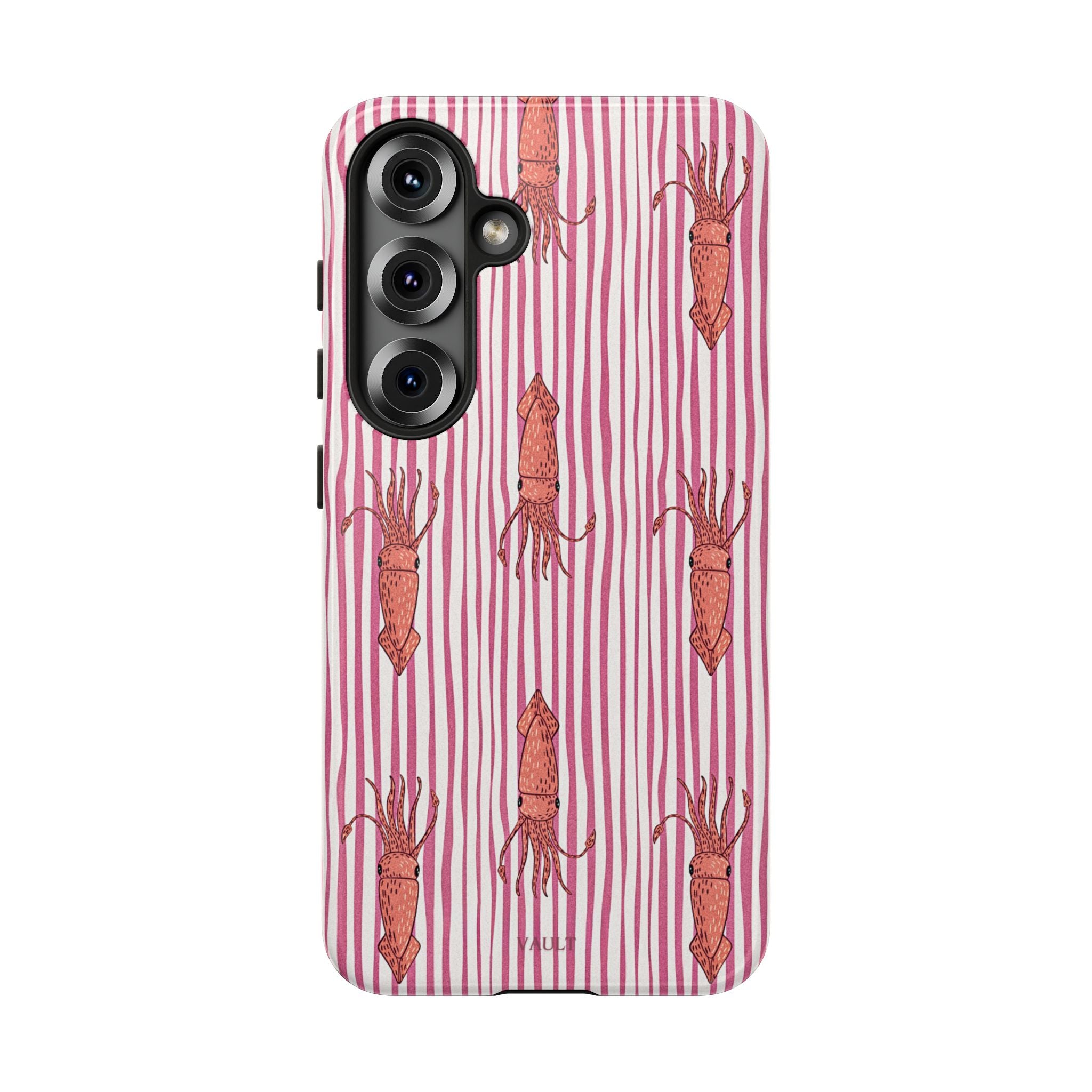 Cover per telefono con striscia di calamaro — Fantasia rosa di creature marine