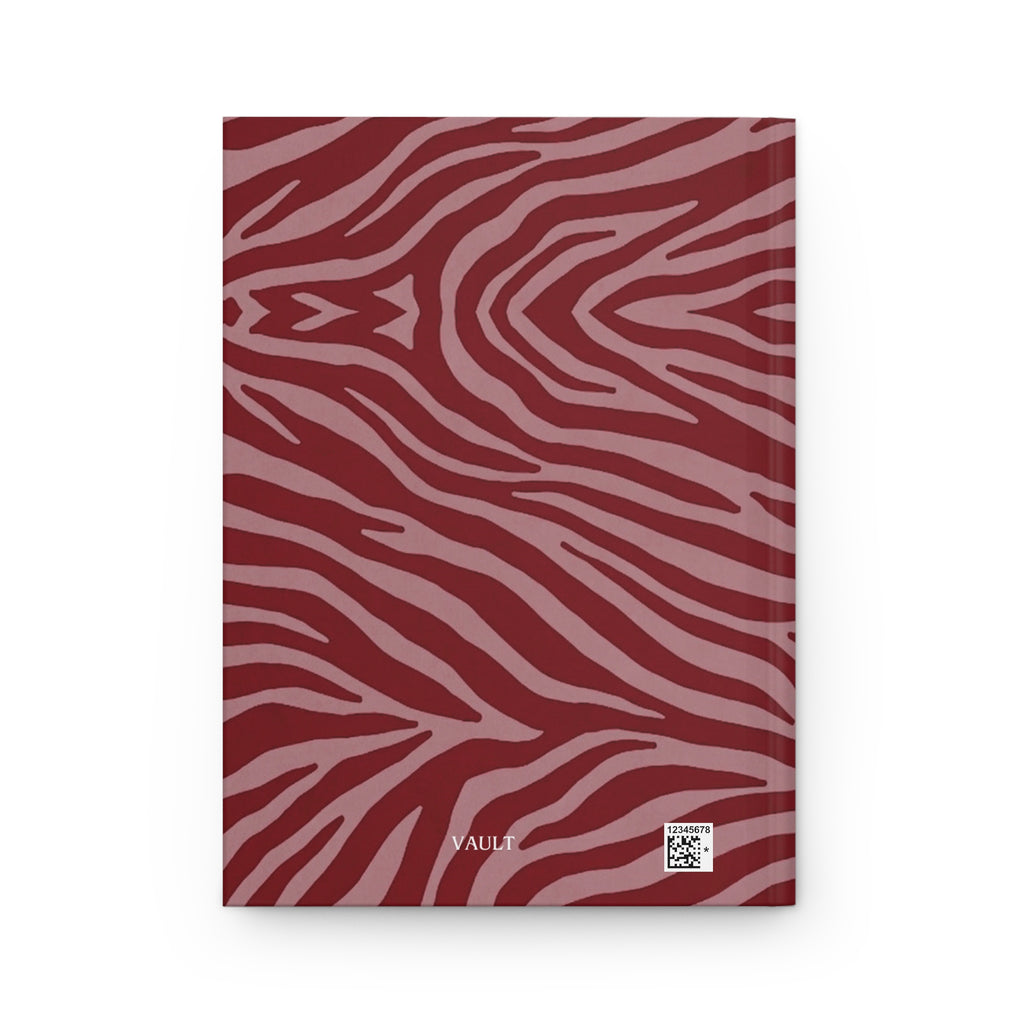 Taccuino rilegato rigido con stampa zebrata rossa — Quaderno bordeaux con stampa animalier per appunti e regali