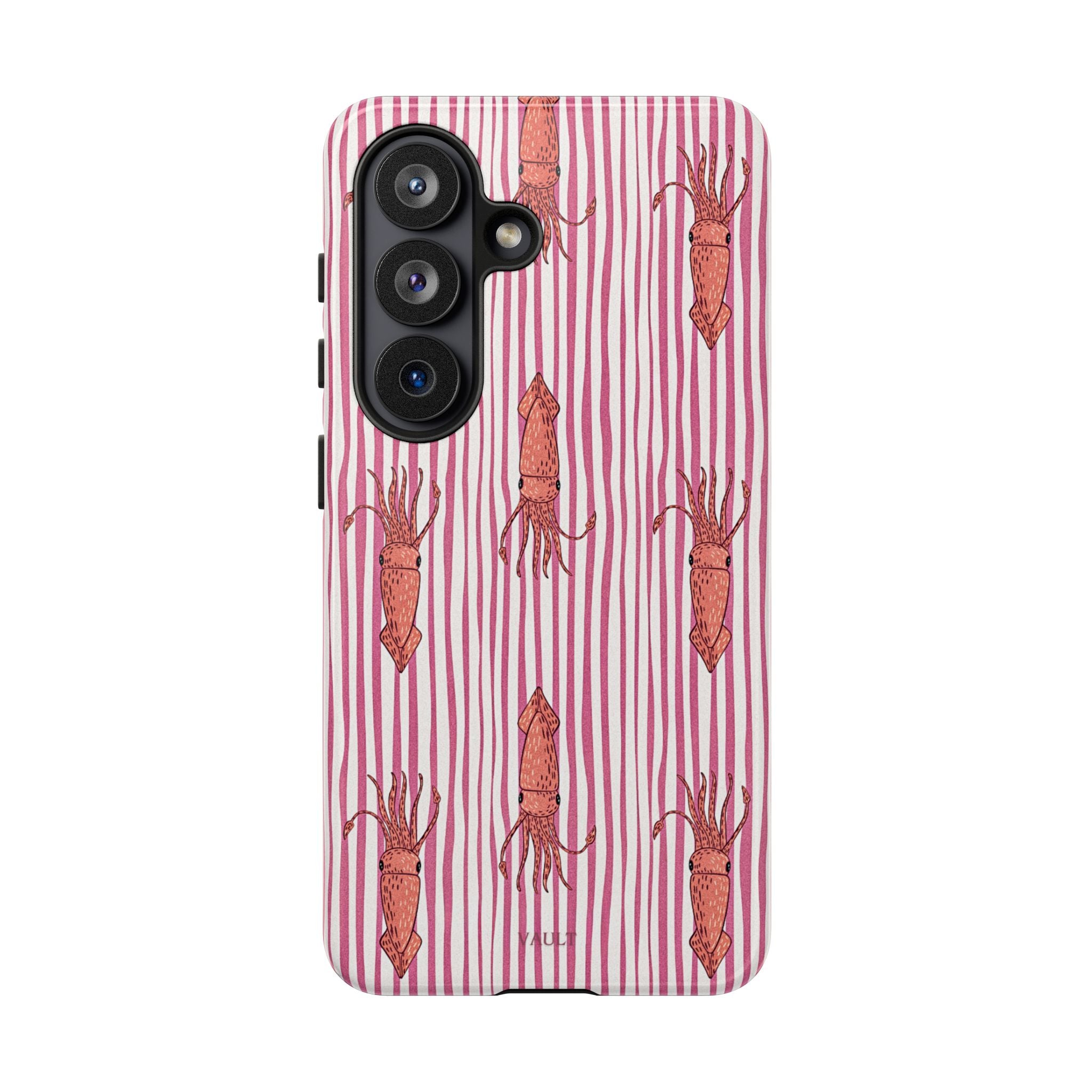 Cover per telefono con striscia di calamaro — Fantasia rosa di creature marine