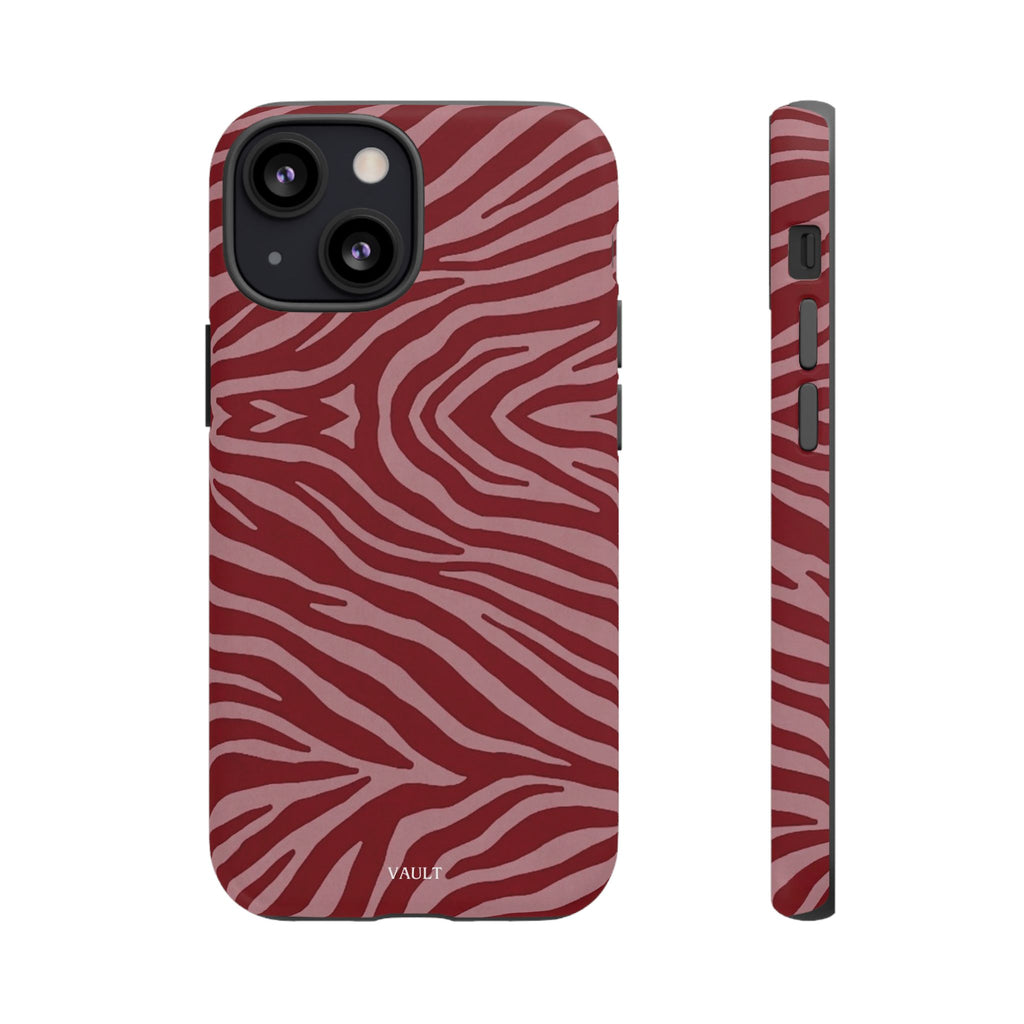 Cover robusta per telefono con stampa zebrata rossa