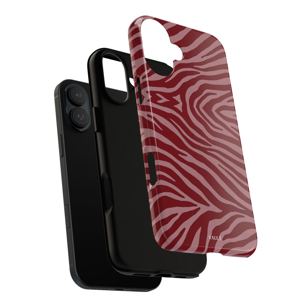 Cover robusta per telefono con stampa zebrata rossa