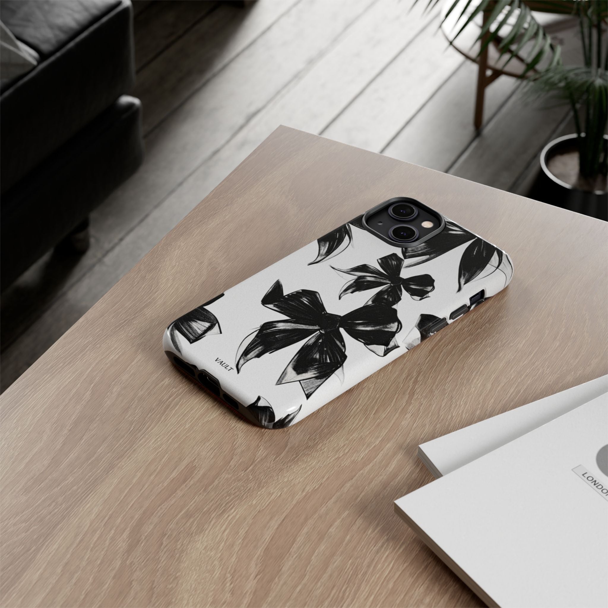 Floral Brushstroke Phone Case — Black & White Botanical Tough Case