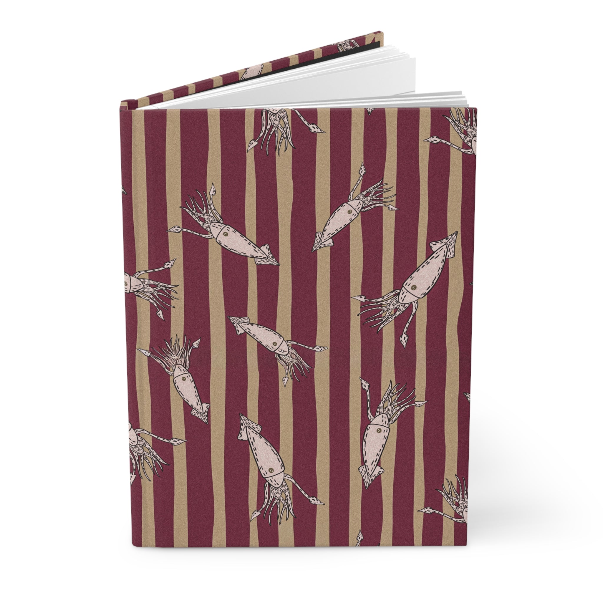 Diario rilegato — Fantasia gamberetti vintage su strisce bordeaux