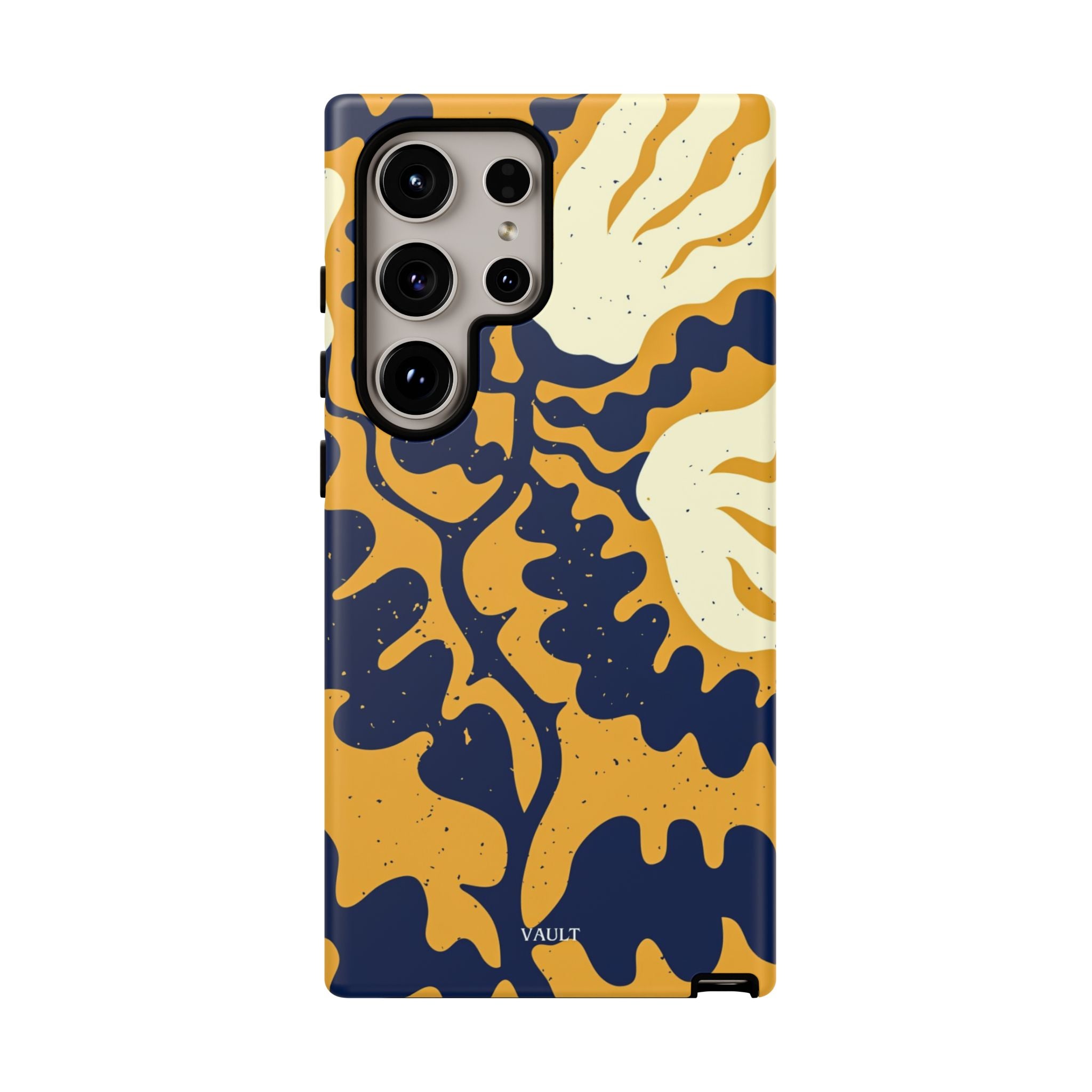 Bold Abstract Floral Phone Case (Navy & Mustard)