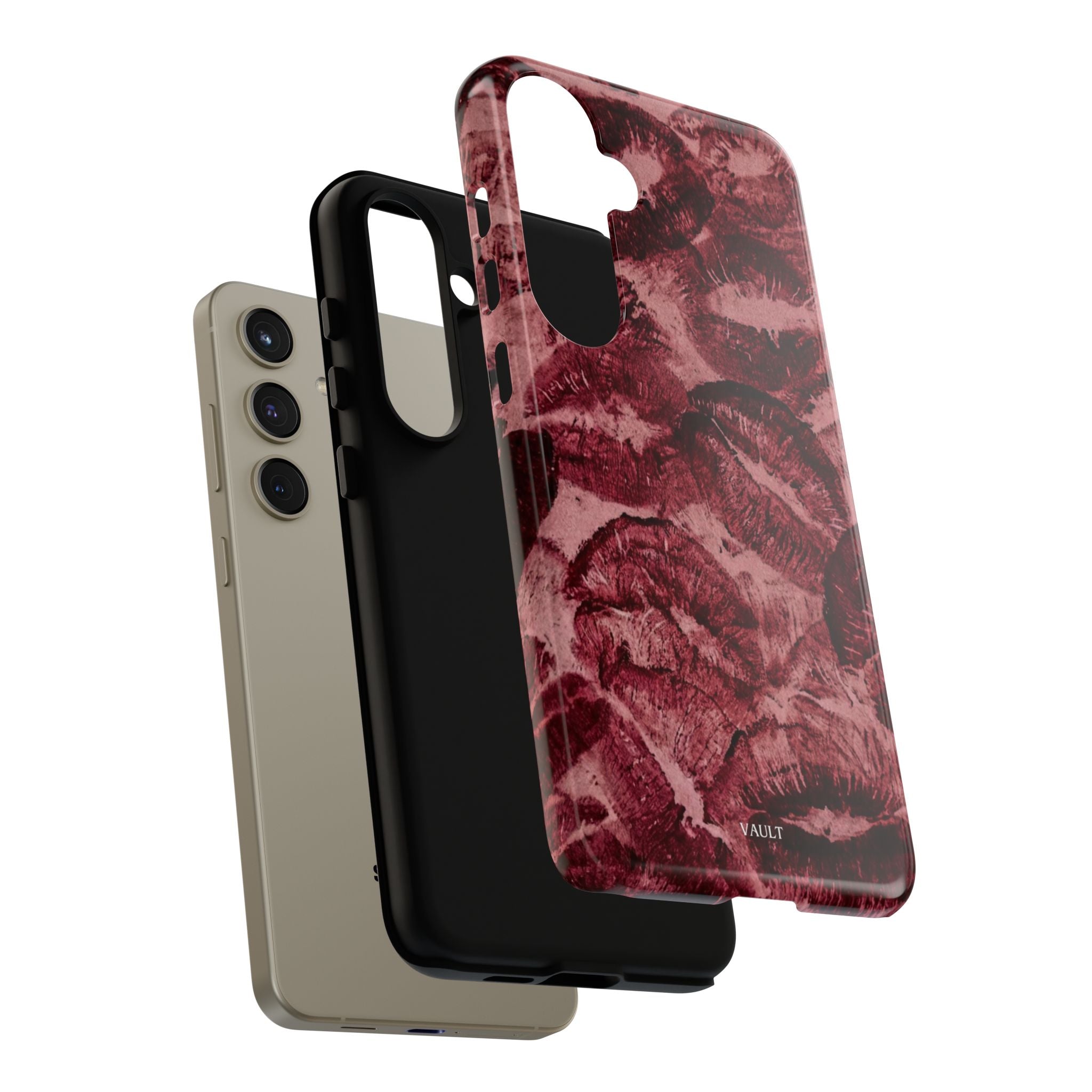Kiss Print Phone Case – Burgundy Lip Pattern Protective Phone Cover