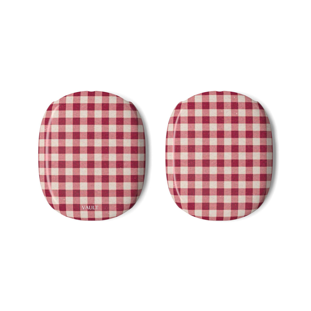 Cover Padiglioni AirPod Max in Plaid — Fodere Protettive Gingham Rosso