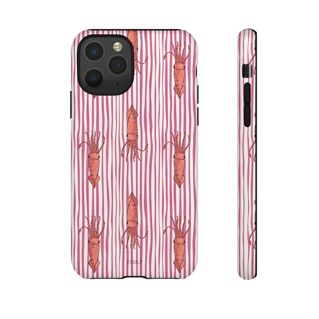 Cover per telefono con striscia di calamaro — Fantasia rosa di creature marine