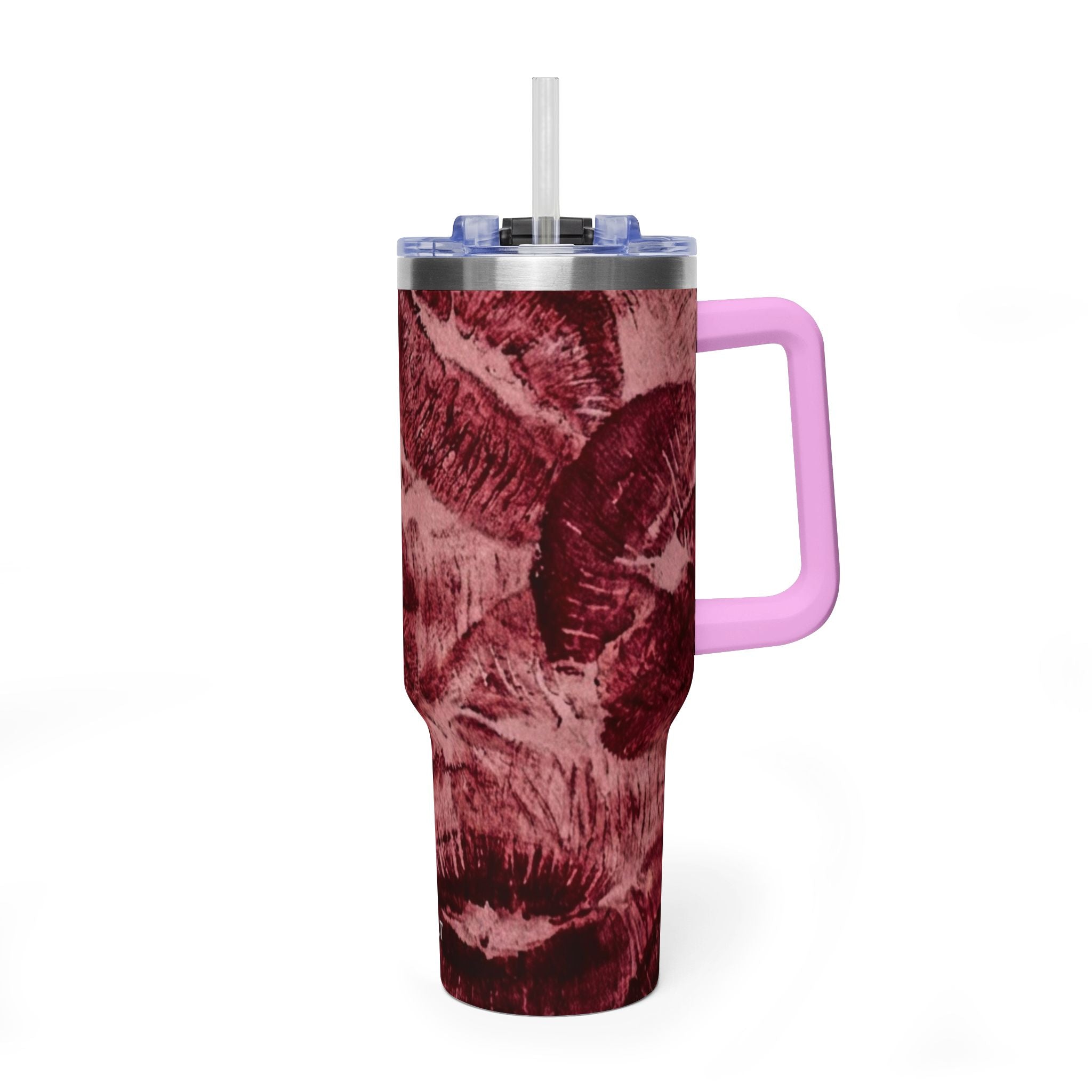 40oz Vacuum Tumbler - Burgundy Rose Marble Insulated Travel Cup