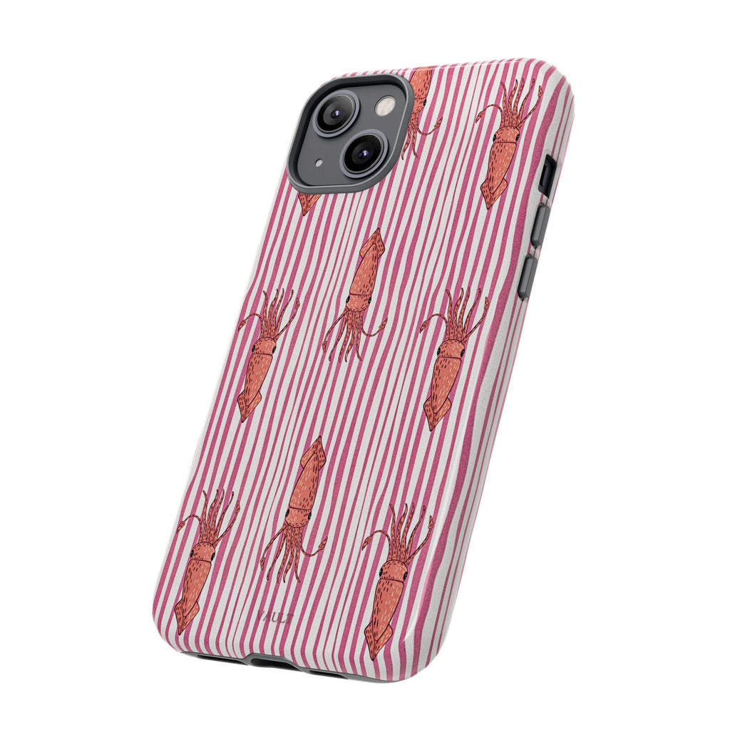 Cover per telefono con striscia di calamaro — Fantasia rosa di creature marine