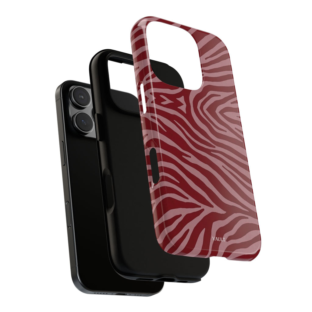 Cover robusta per telefono con stampa zebrata rossa