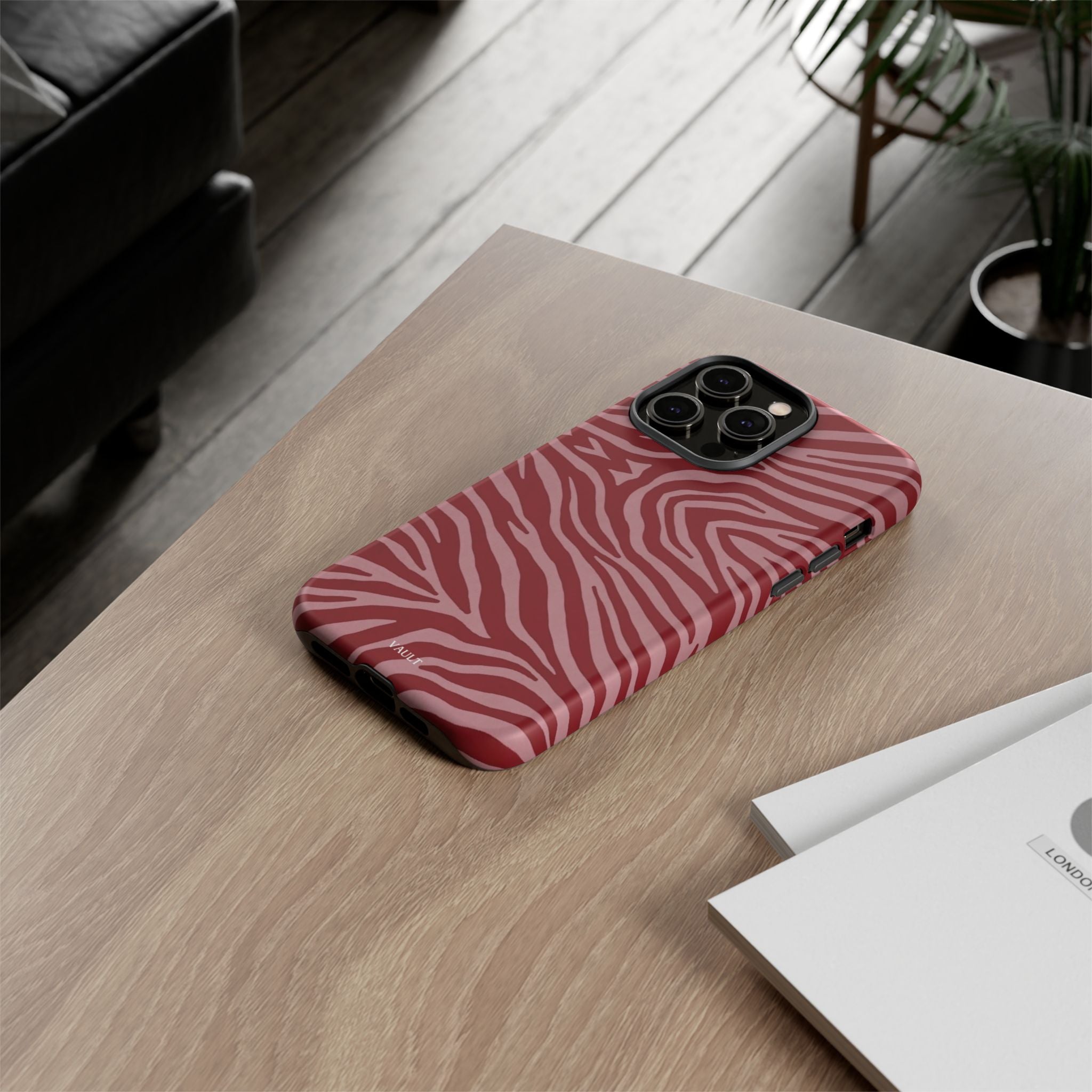 Cover robusta per telefono con stampa zebrata rossa