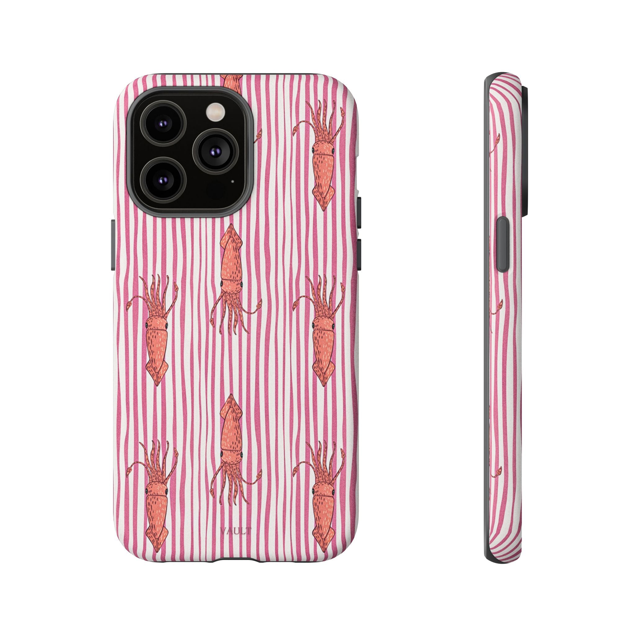 Cover per telefono con striscia di calamaro — Fantasia rosa di creature marine