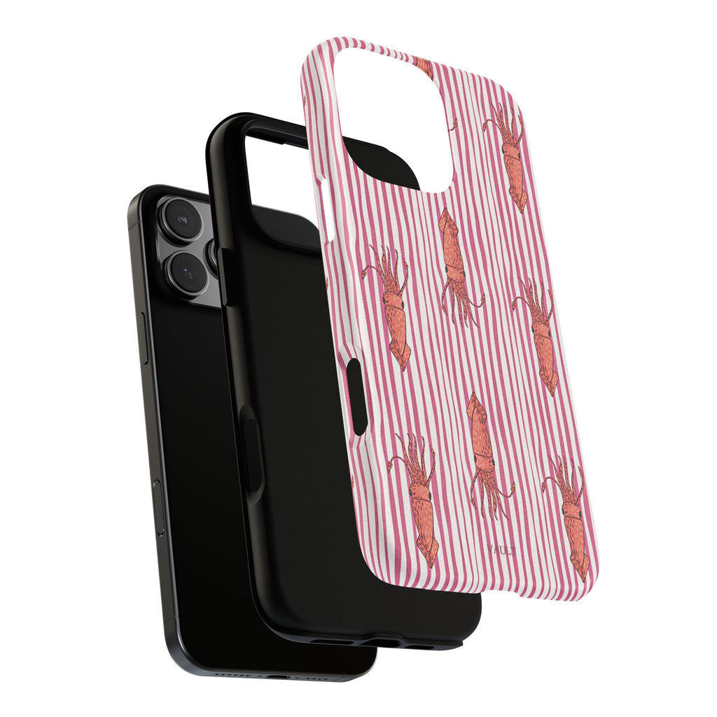 Cover per telefono con striscia di calamaro — Fantasia rosa di creature marine