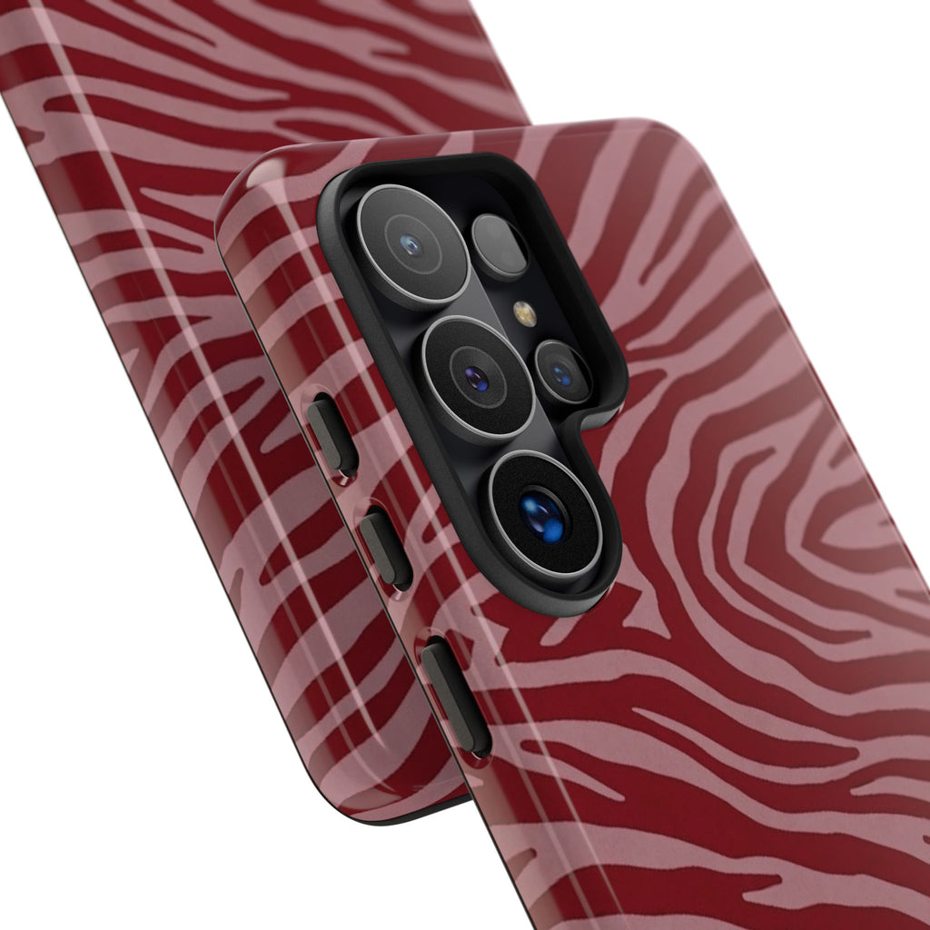 Cover robusta per telefono con stampa zebrata rossa