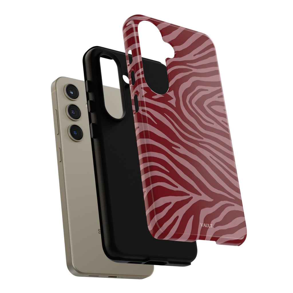 Cover robusta per telefono con stampa zebrata rossa