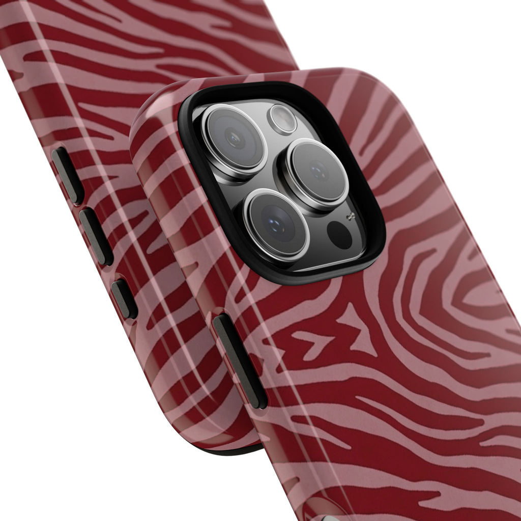 Cover robusta per telefono con stampa zebrata rossa