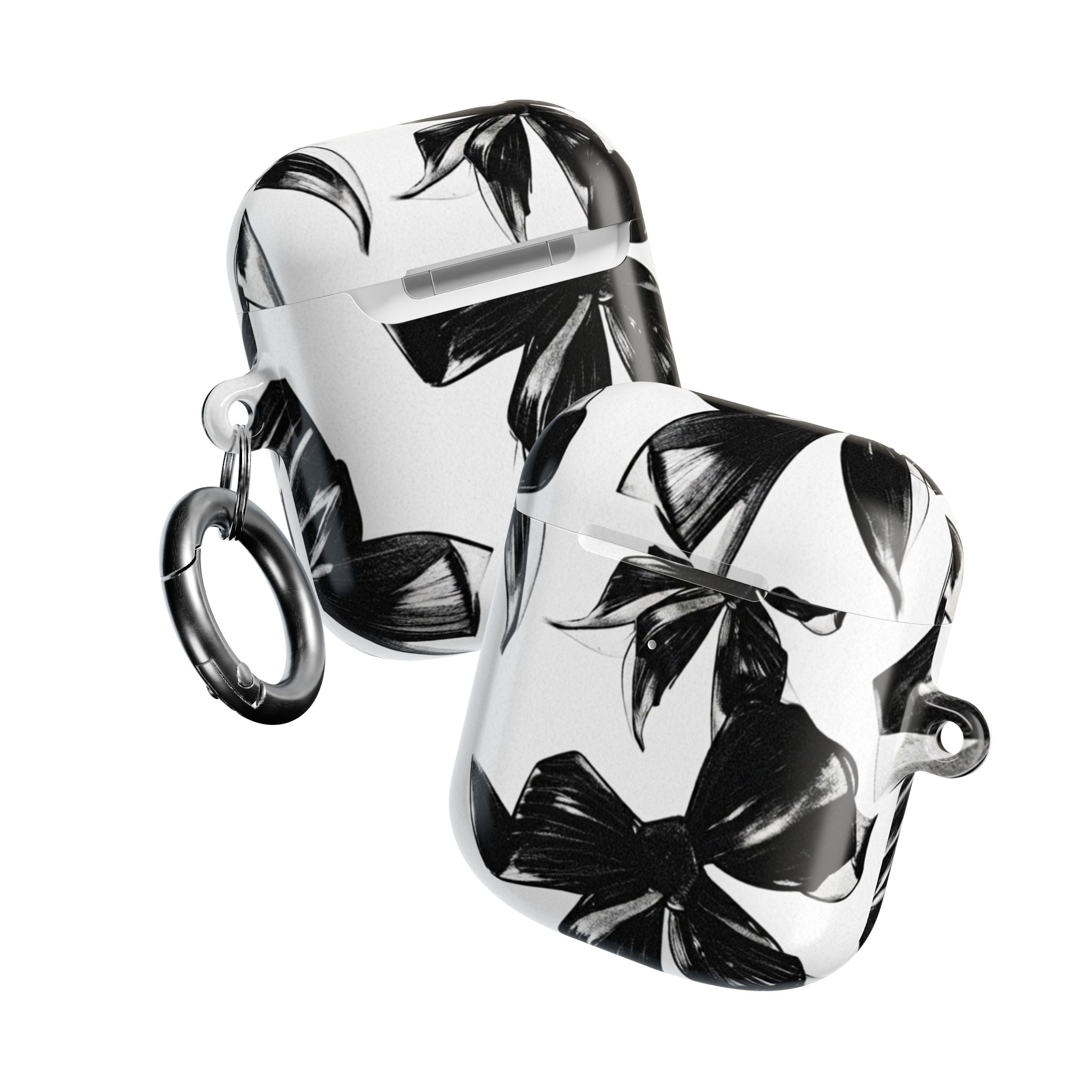 Floral Noir AirPod Case — Black & White Botanical Protective Cover