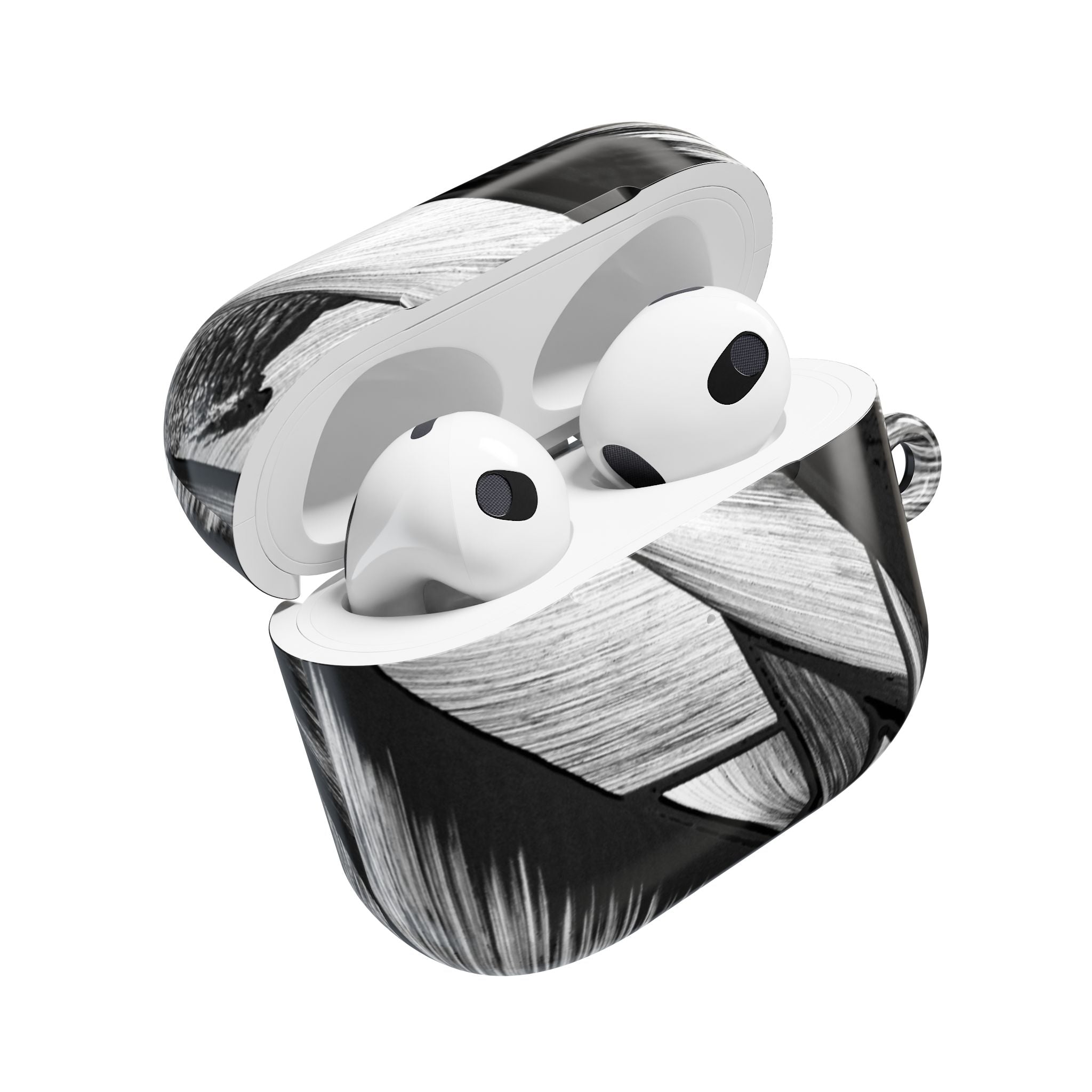 AirPod Case — Monochrome Tropical Leaf Protective Cover