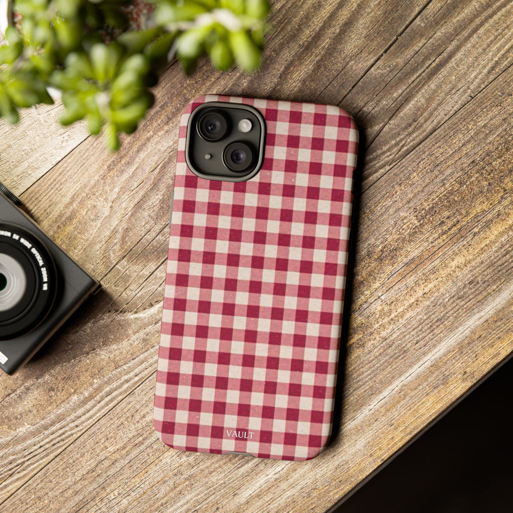 Gingham Phone Case — Red Plaid Tough Case