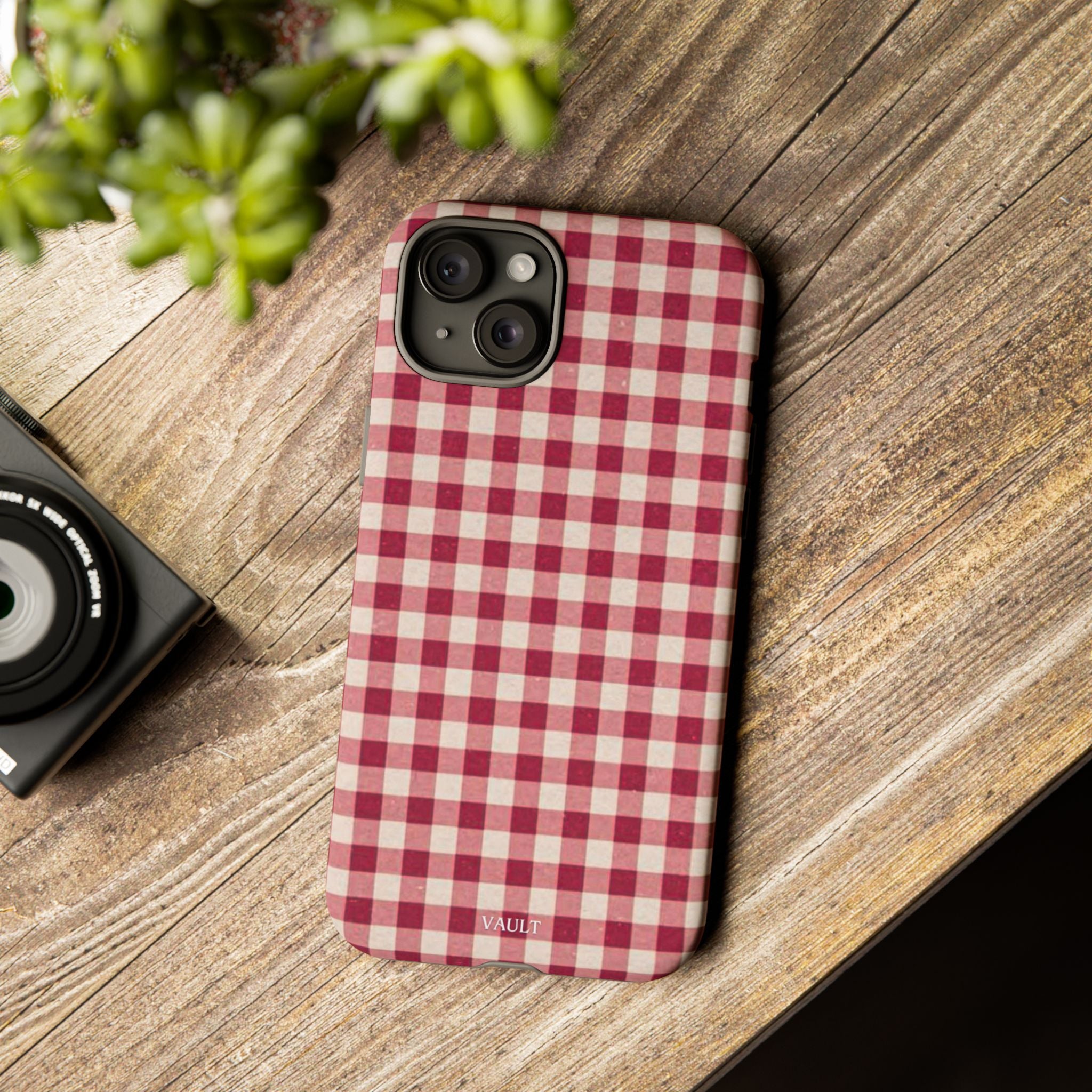 Gingham Phone Case — Red Plaid Tough Case