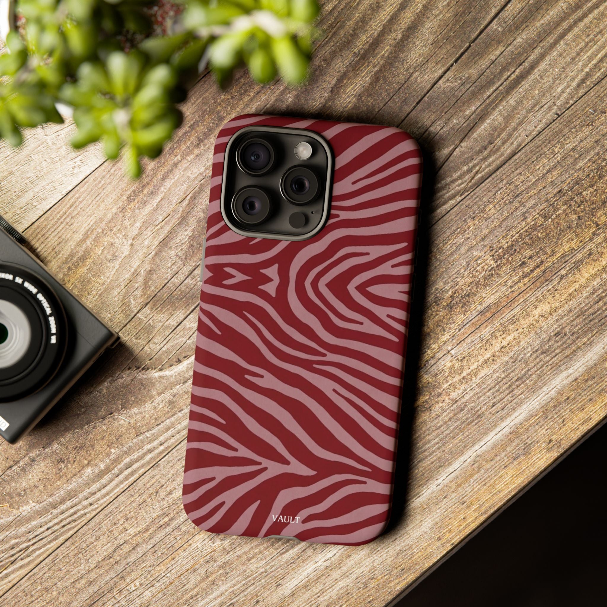 Cover robusta per telefono con stampa zebrata rossa