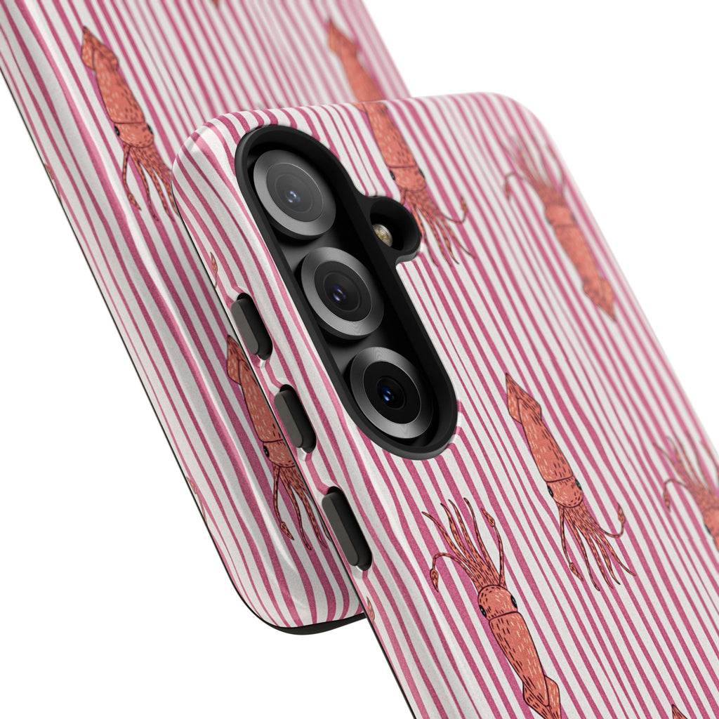 Cover per telefono con striscia di calamaro — Fantasia rosa di creature marine