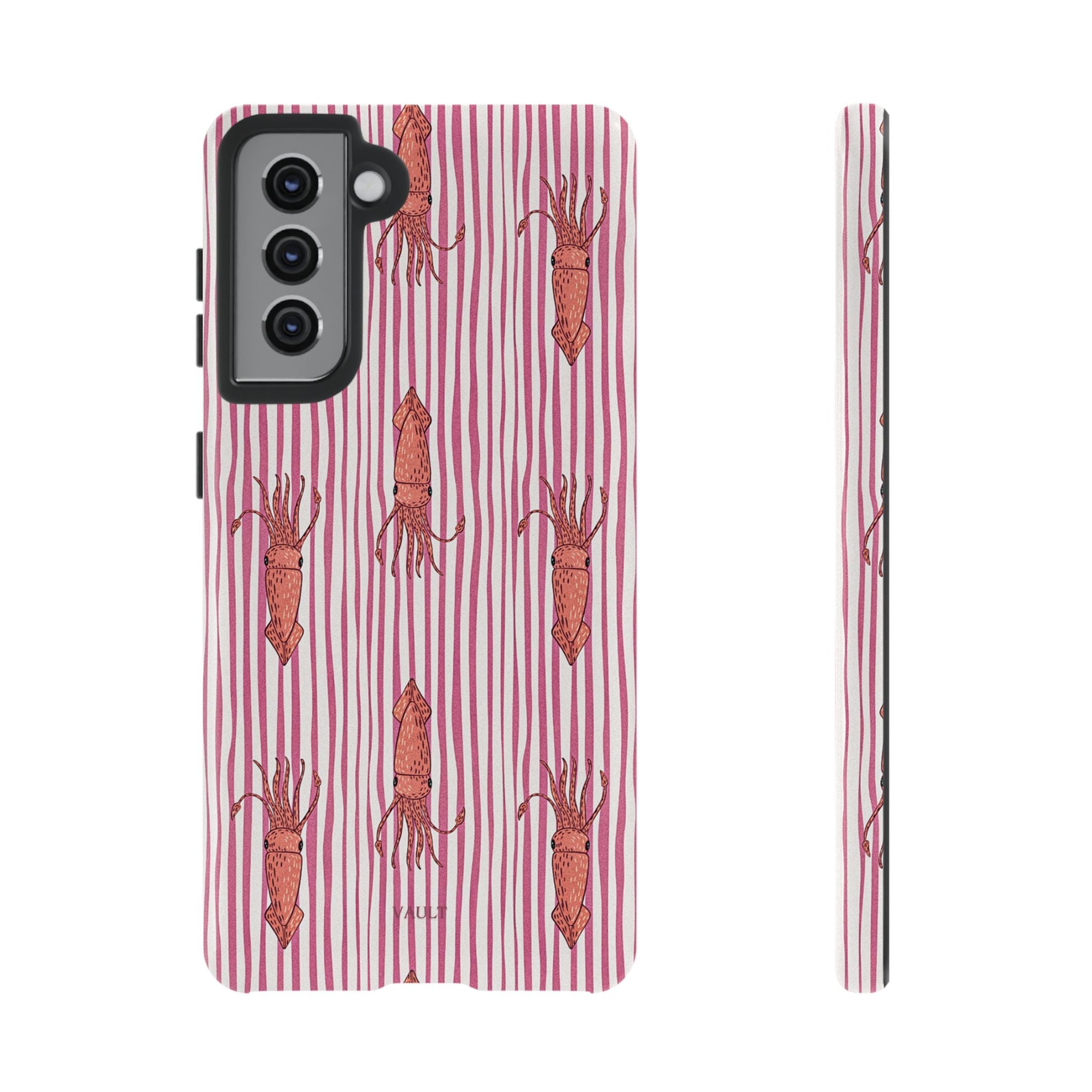 Cover per telefono con striscia di calamaro — Fantasia rosa di creature marine