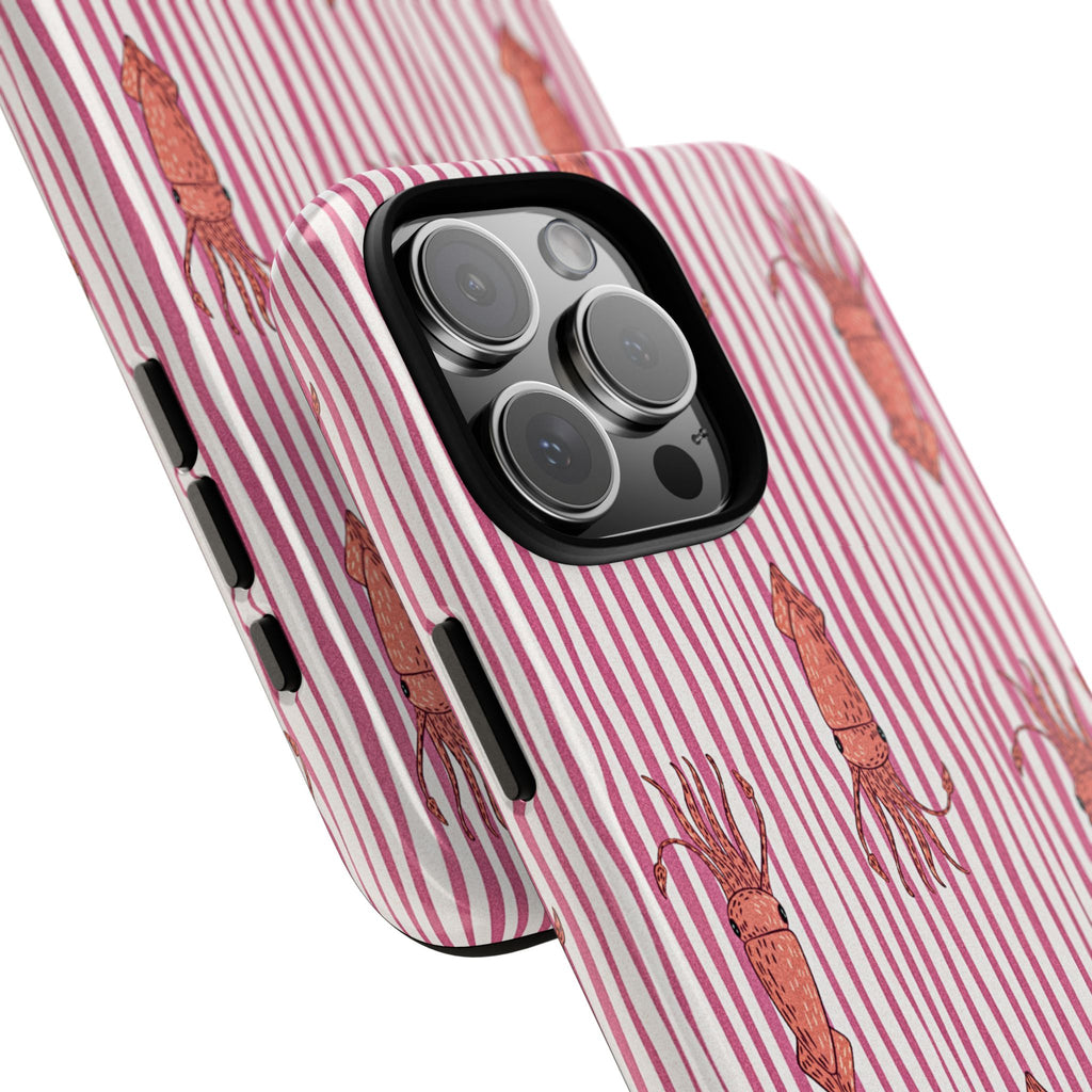 Cover per telefono con striscia di calamaro — Fantasia rosa di creature marine