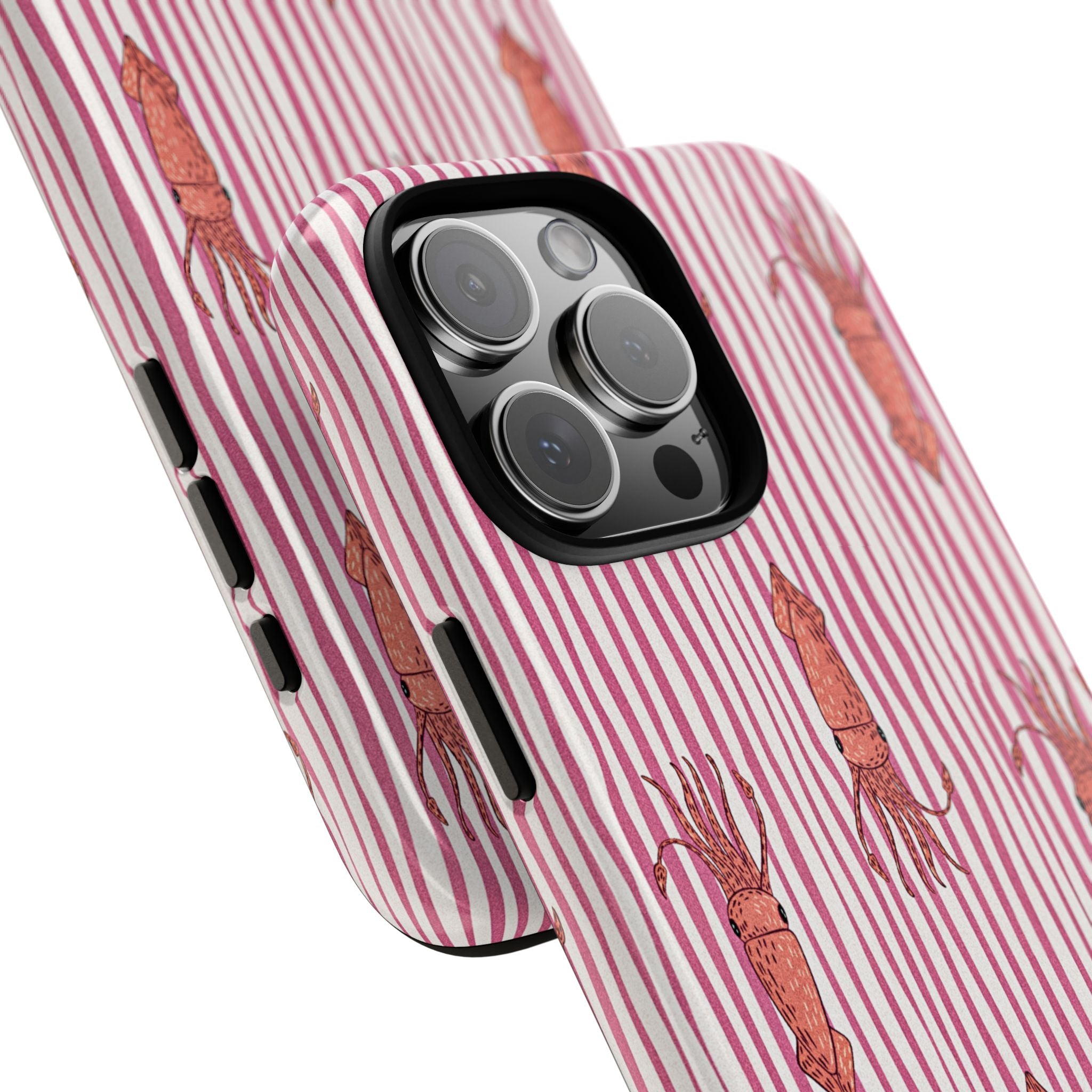 Cover per telefono con striscia di calamaro — Fantasia rosa di creature marine