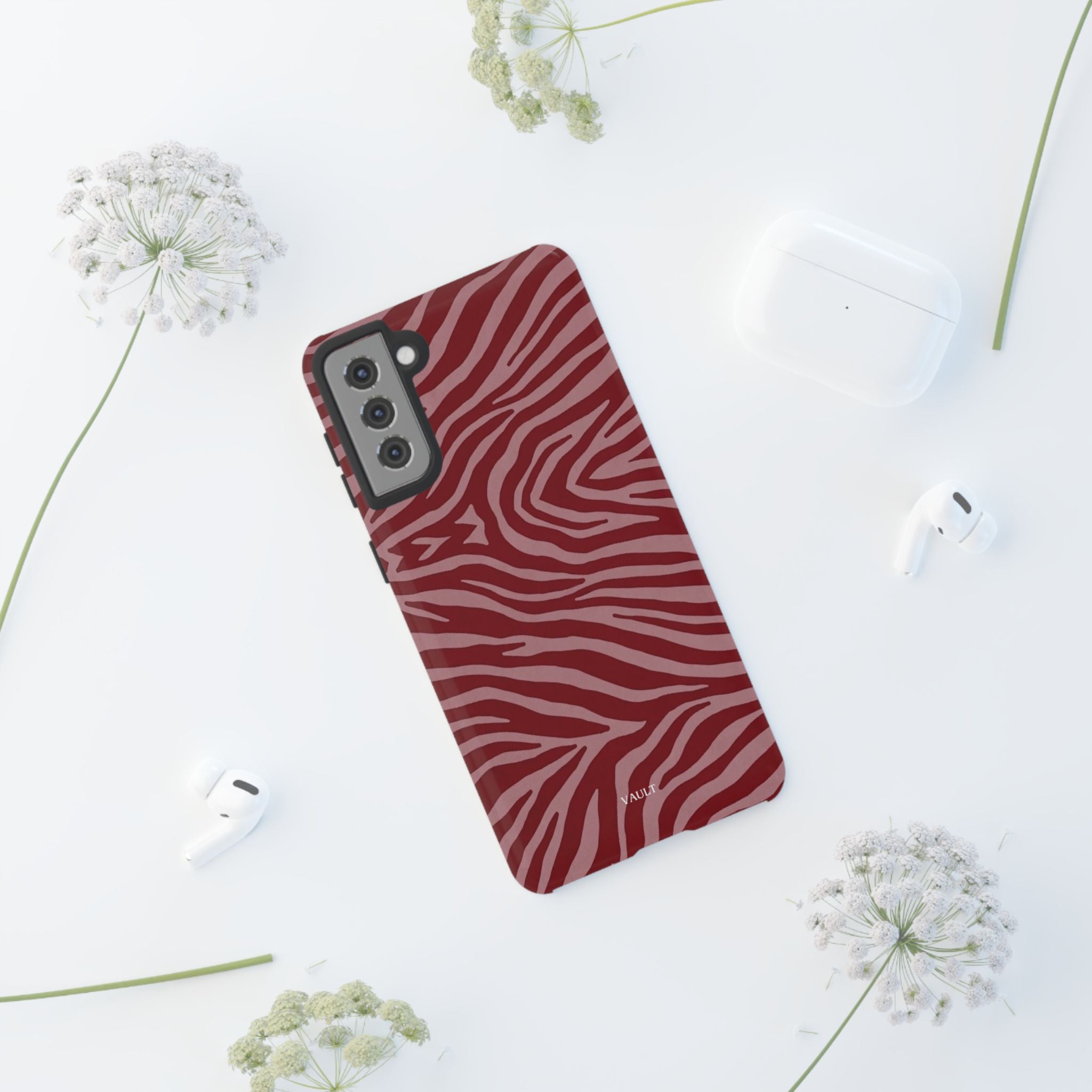 Cover robusta per telefono con stampa zebrata rossa