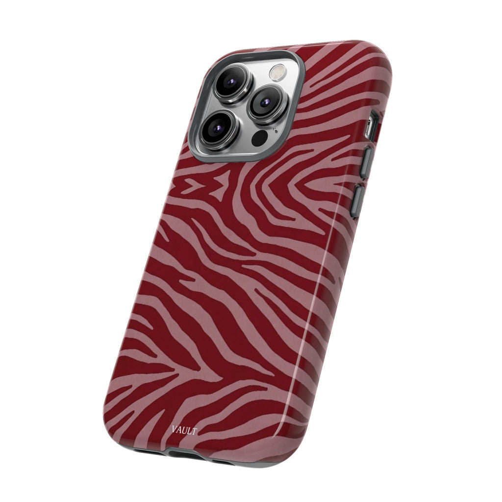 Cover robusta per telefono con stampa zebrata rossa