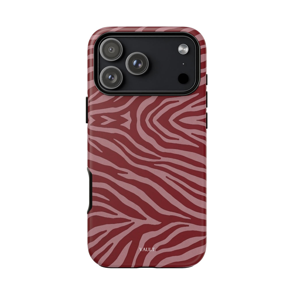 Cover robusta per telefono con stampa zebrata rossa