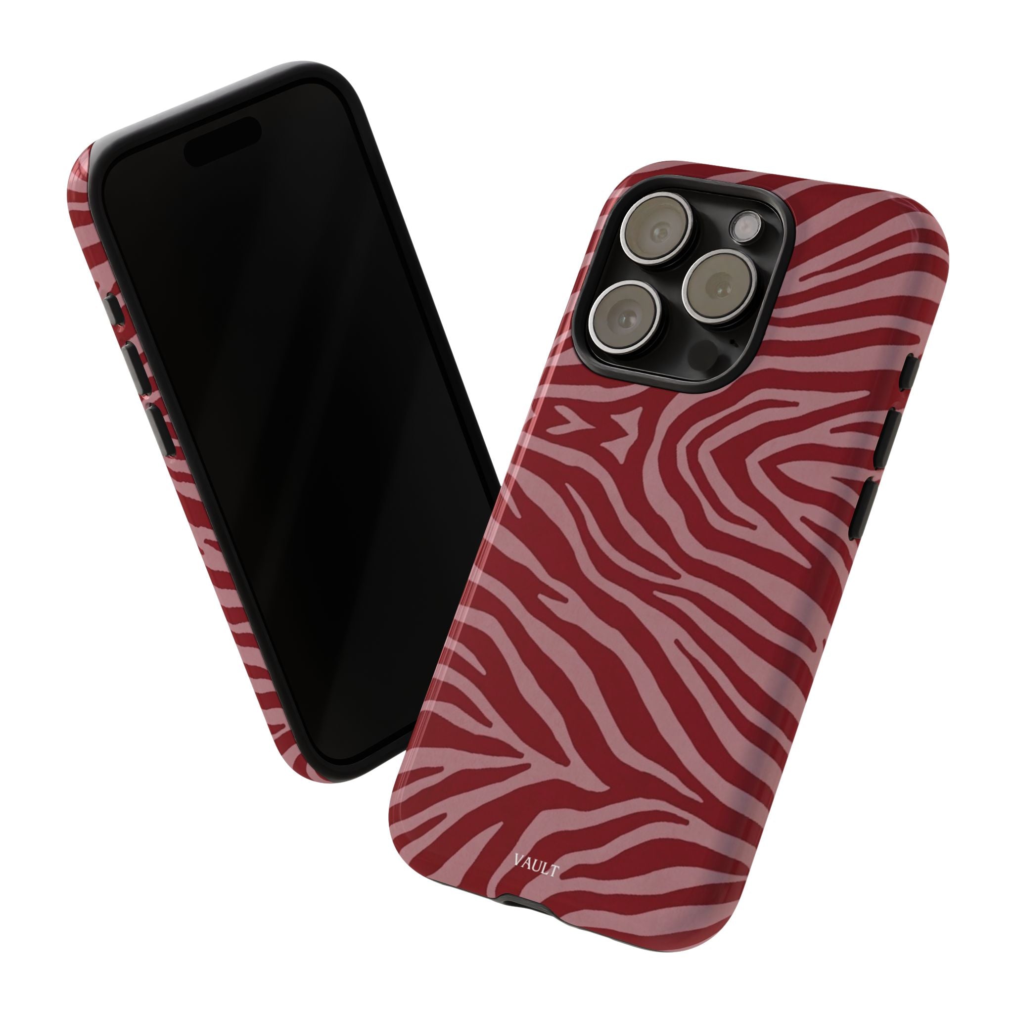 Cover robusta per telefono con stampa zebrata rossa